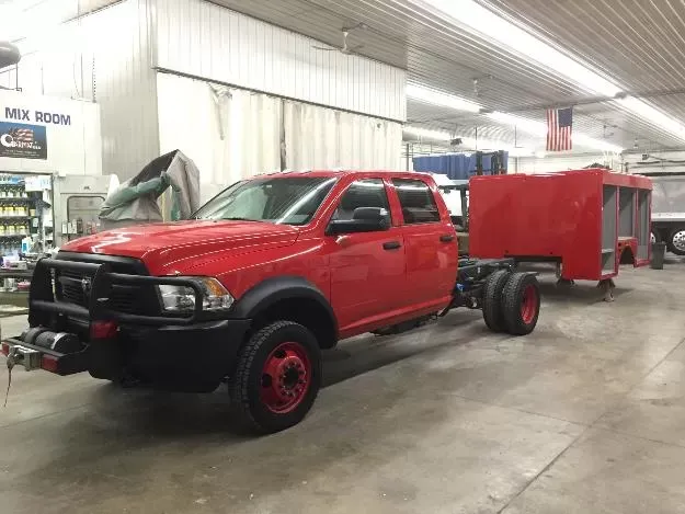 Custom Fabrication - Red truck with trailer