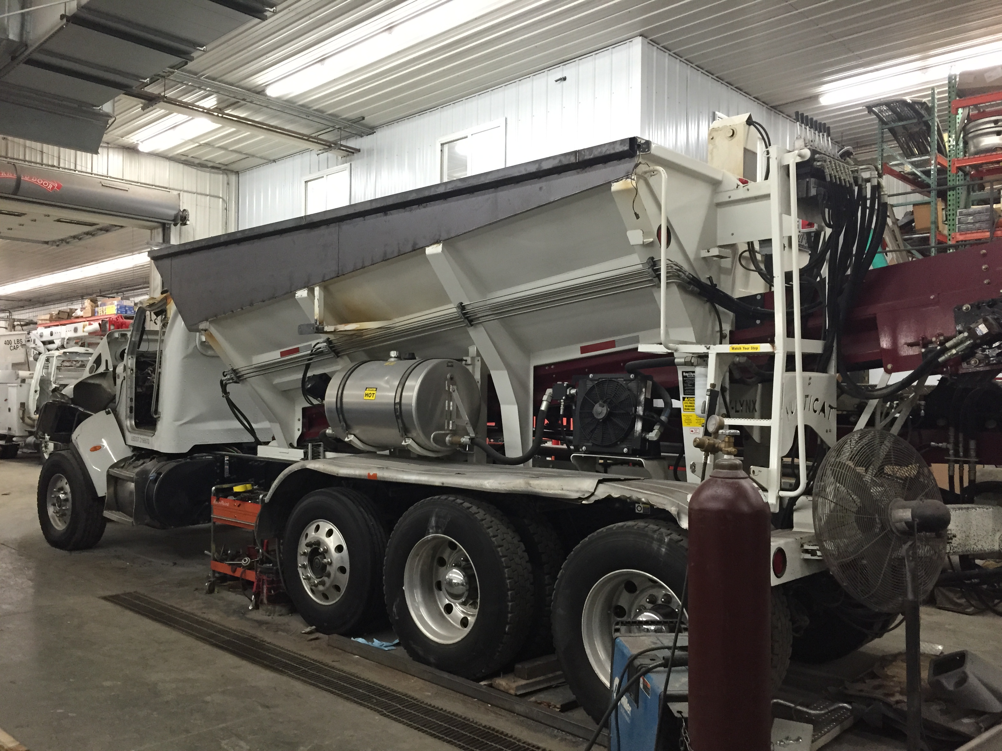 Custom built work truck in facility