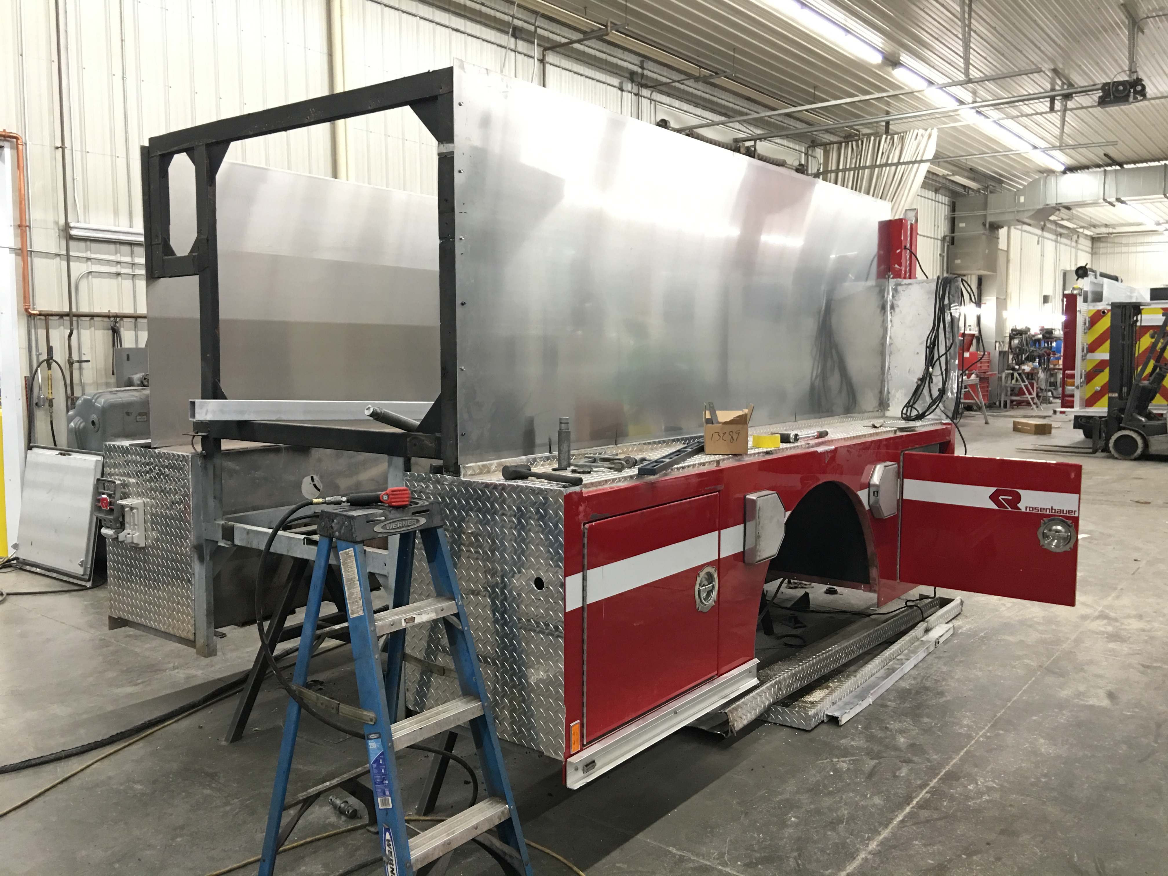 Custom truck body fabrication in progress