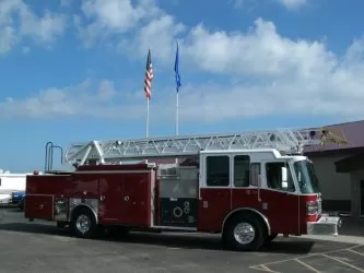 Ladder fire truck after restoration