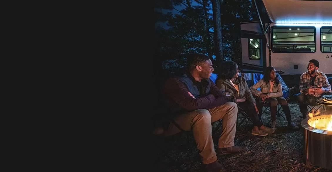 RV camping at night